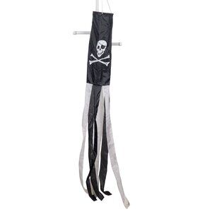 Pirate Windsock Skull Bones Black White Halloween House Decor Garden Flag Party
